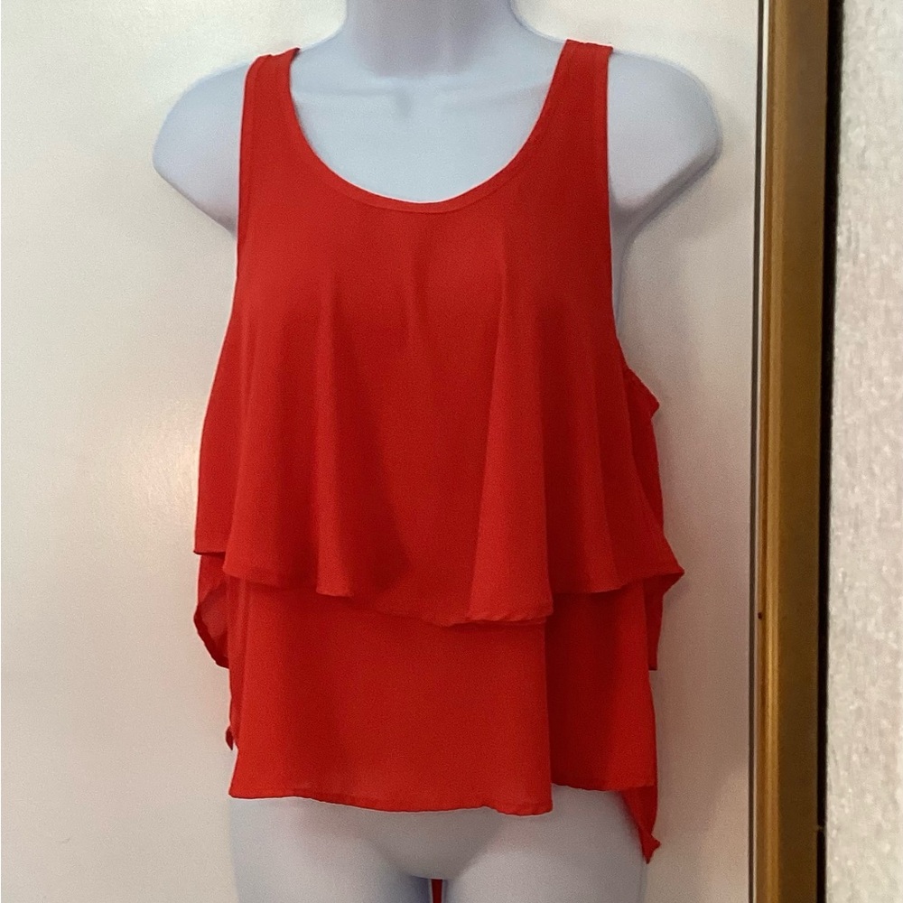 Red Sleeveless Layered Women's Top